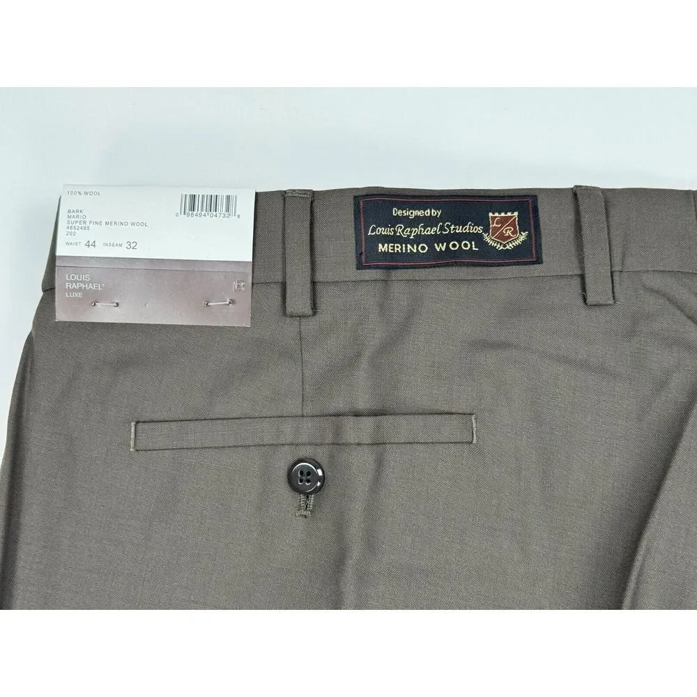 Louis Raphael Luxe Mario Pleated Wool Pant Mens 44 x32 NWT Extended Waist Pocket